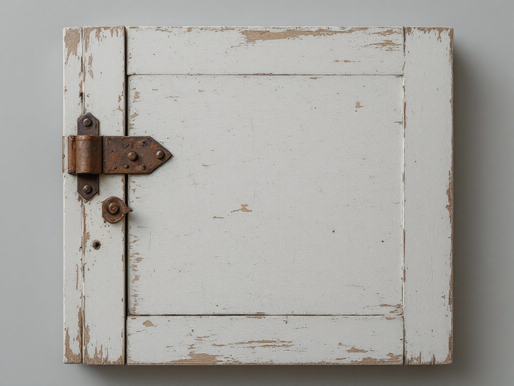 Worn cabinet door before refinishing